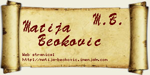 Matija Beoković vizit kartica